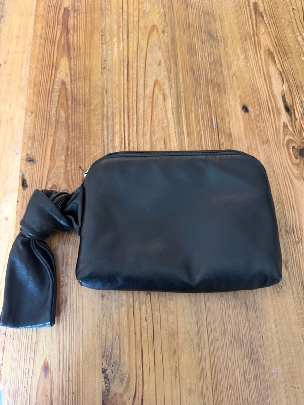 The Row Black Leather Wristlet Pouch